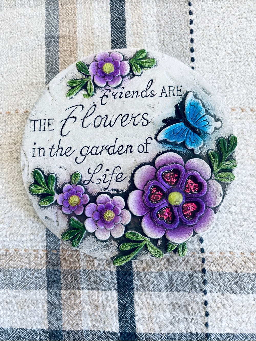 Garden Stepping Stone NEW Friends are Flowers in the Garden of Life 3d Butterfly